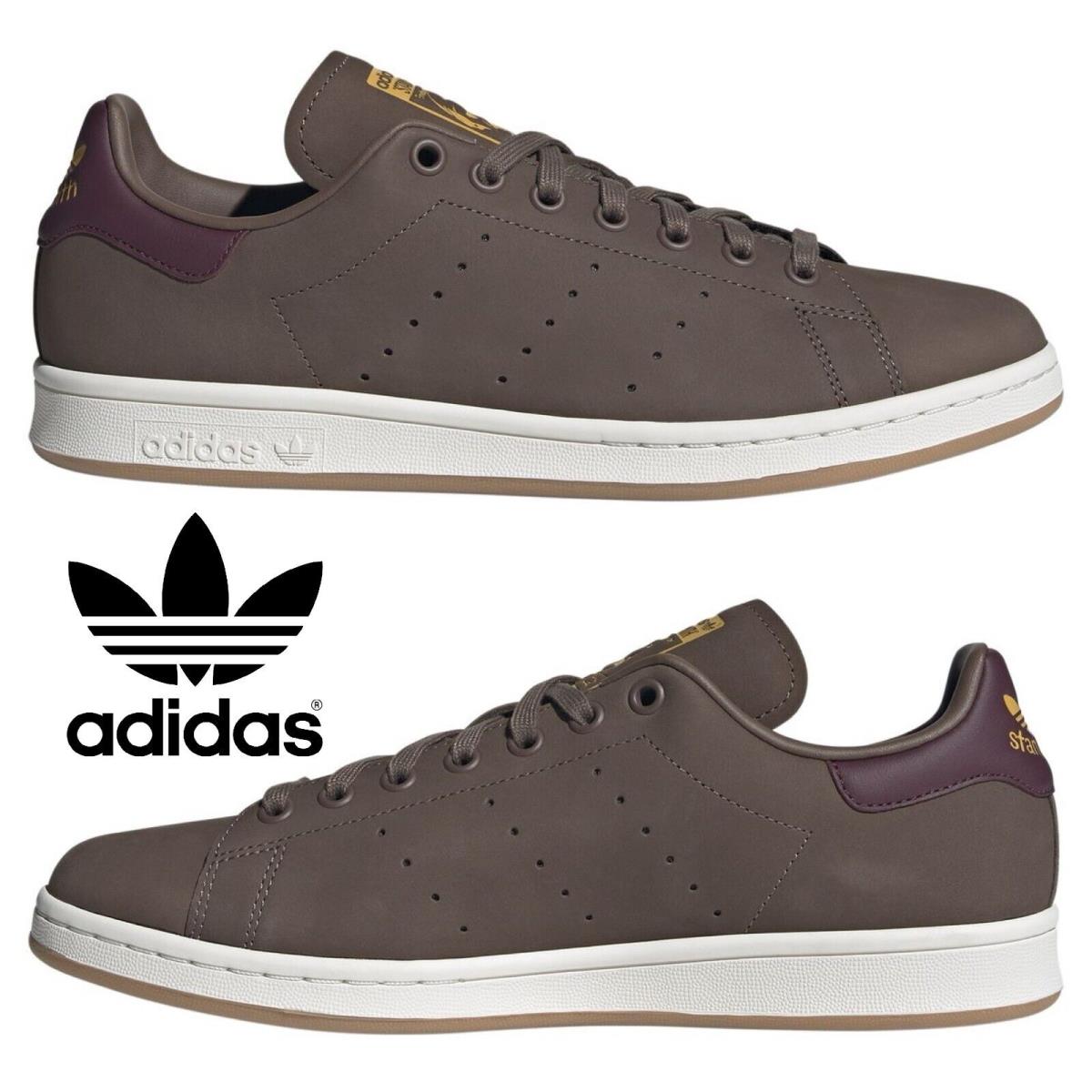 Adidas Originals Stan Smith Men`s Sneakers Comfort Sport Casual Shoes Brown - Brown, Manufacturer: Earth Strata/Maroon/Preloved Yellow