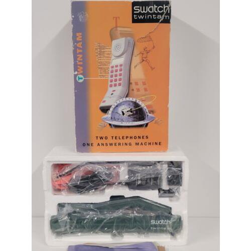 Nos - V9 Swatch Twintam Phone Answering Machine Vtg Orange Txam S 100 Blue Moon