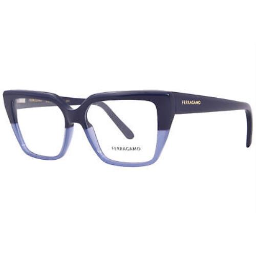 Salvatore Ferragamo SF2971 414 Eyeglasses Women`s Blue/gold Full Rim 53mm