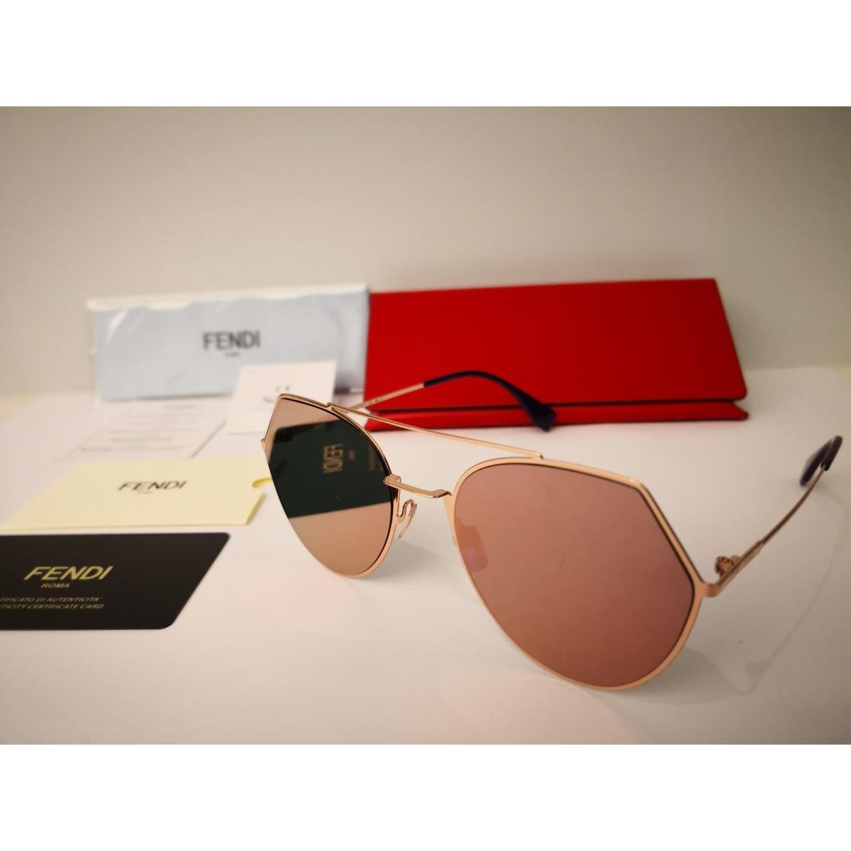 Fendi Eyeline FF 0194 Ddb AP Aviator Sunglasses Gold Copper / Silver Mirror