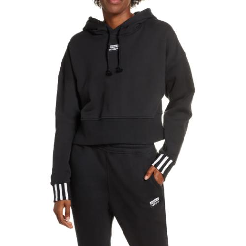 Adidas Originals Womens Black Vocal Crop Hoodie Size X-small L106504