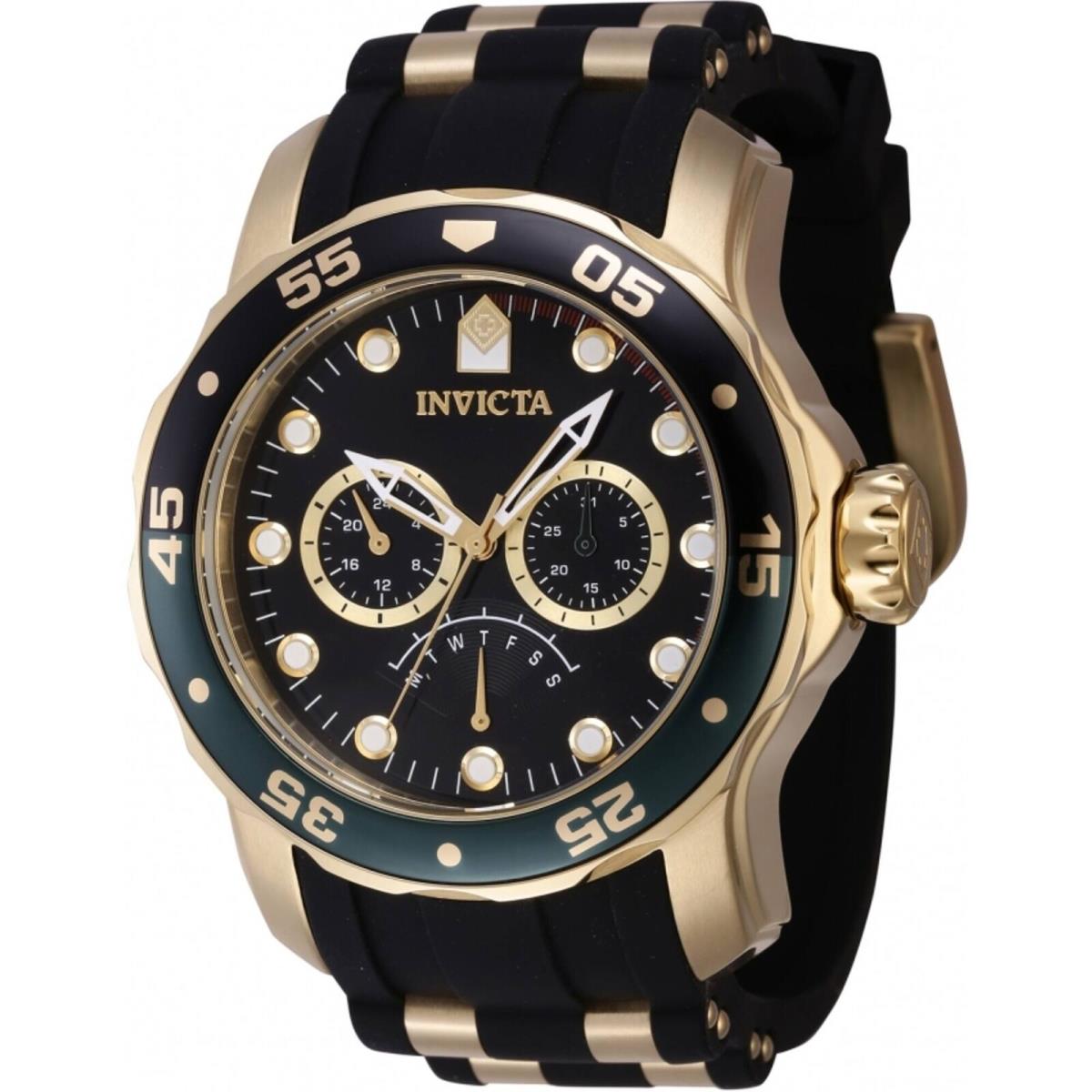 Invicta Men`s Watch Pro Diver Quartz Black and Green Bezel Two Tone Strap 46969