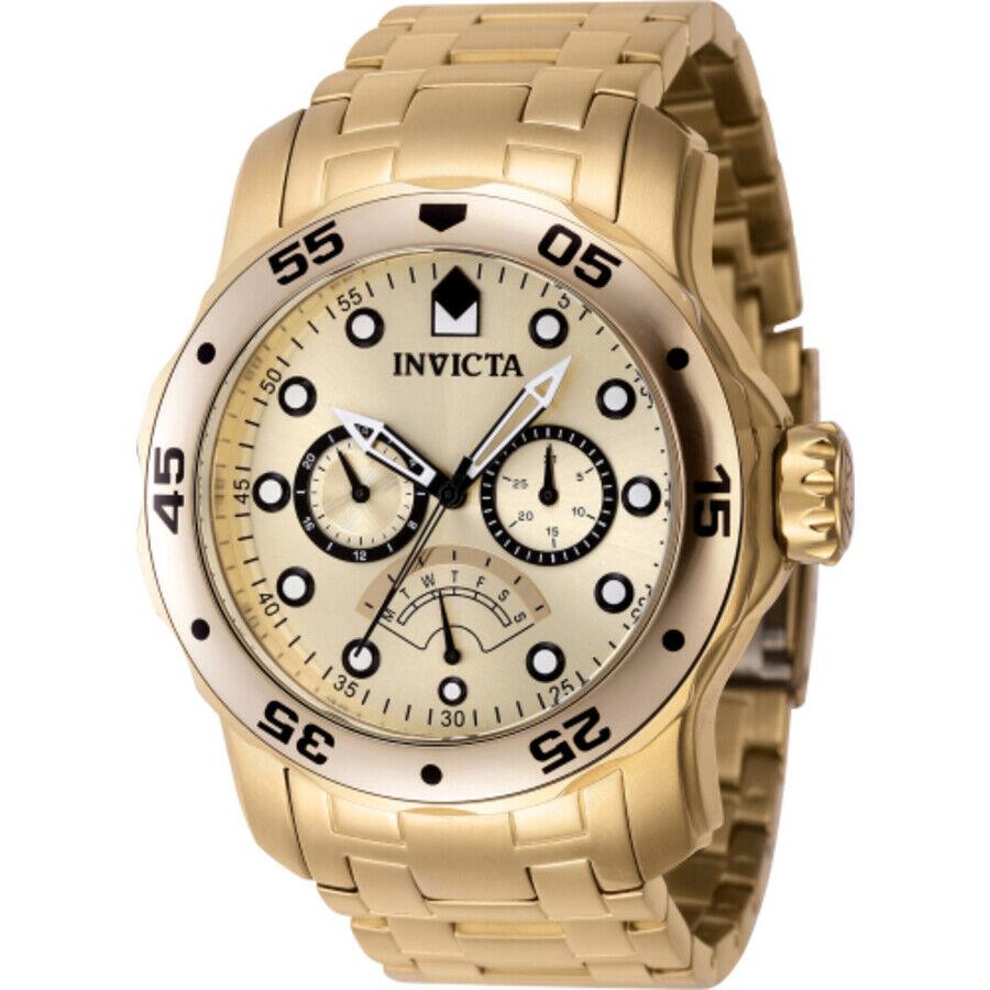 Invicta Pro Diver Retrograde Gmt Quartz Gold Dial Men`s Watch 46997