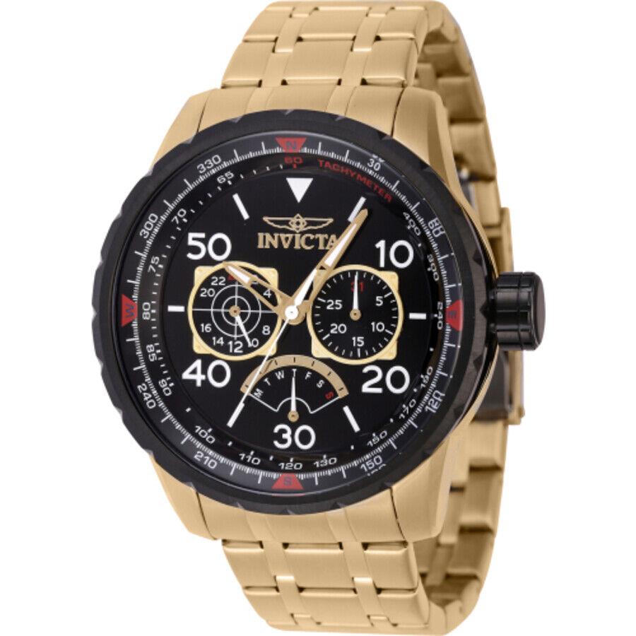 Invicta Aviator Retrograde Gmt Quartz Black Dial Men`s Watch 46985