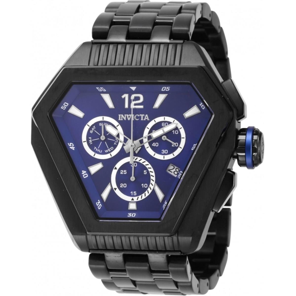 Invicta Speedway Chronograph Date Quartz Blue Dial Men`s Watch 46096 - Dial: Blue, Band: Black, Bezel: Black