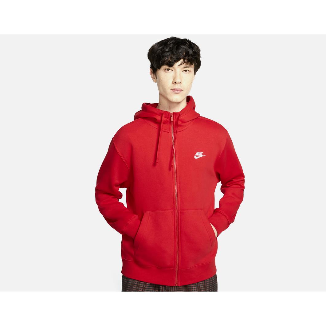 Nike Sportswear Club Full-zip Fleece Red/white Men`s Hoodie Size 3XL