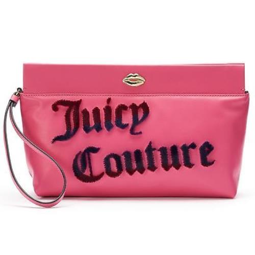 Juicy Couture Flocked Clutch Designer Purse Tote Cosmetic Wristlet Wallet Bag