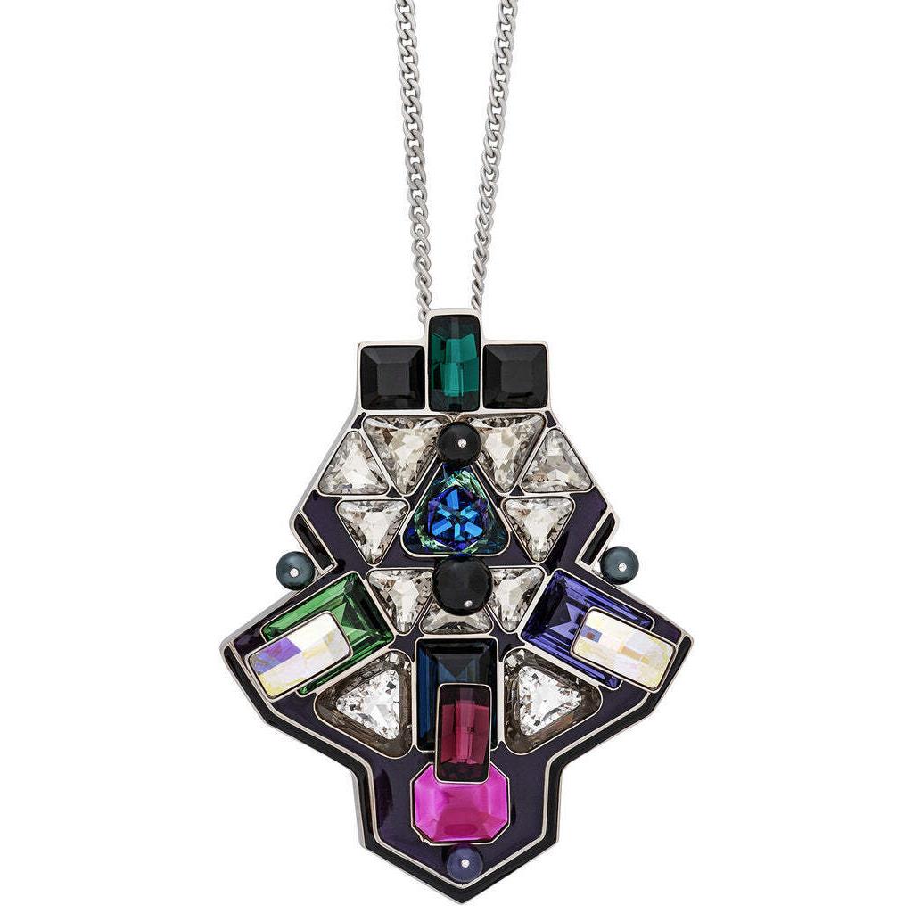 Swarovski Women`s Buzz Multi-color Crystal Pendant Long Chain Necklace 5070638 - Silver, Main Stone: