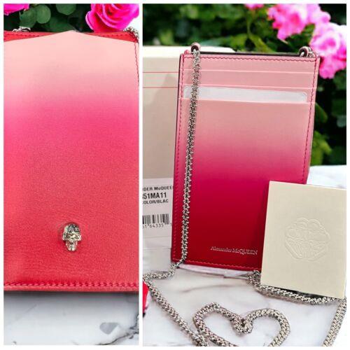 Alexander Mcqueen Ombre Pink/red Leather Phone/card Case