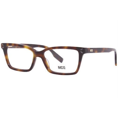 Alexander Mcqueen Mcq MQ0307O 002 Eyeglasses Frame Women`s Havana Full Rim Rectangle Shape 51mm - Frame: Brown
