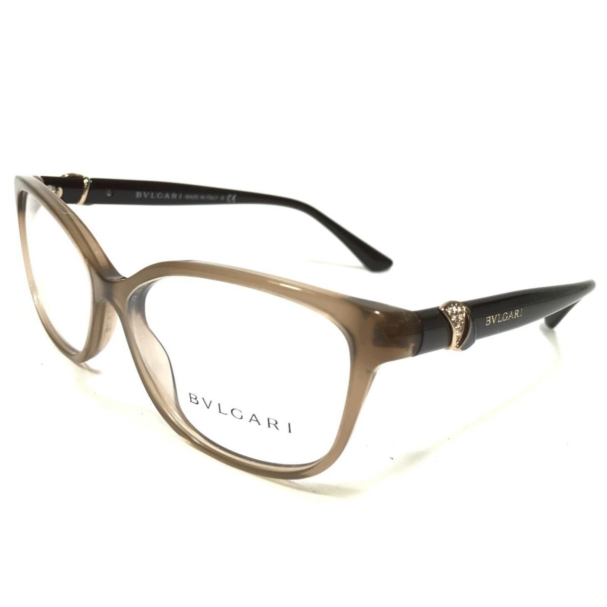Bvlgari Eyeglasses Frames 4128-B 5406 Clear Brown Gold Crystals 54-16-140 - Frame: Brown