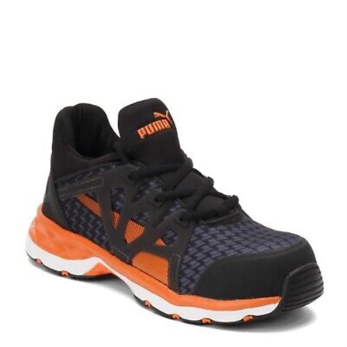 Men`s Puma Rush 2.0 Mid SD Composite Toe Work Shoe 633875 Black Orange Fabric M