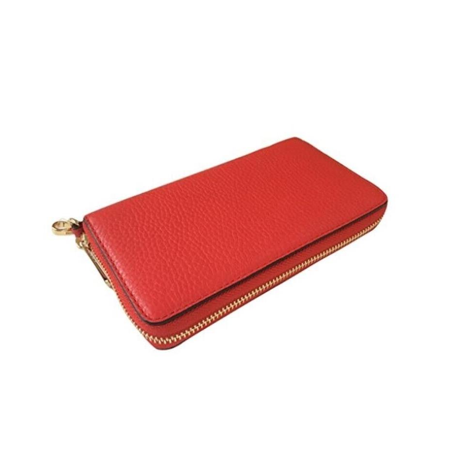 Michael Kors Fulton Large Flat Phone Case Wallet Wristlet Leather Red Sangria