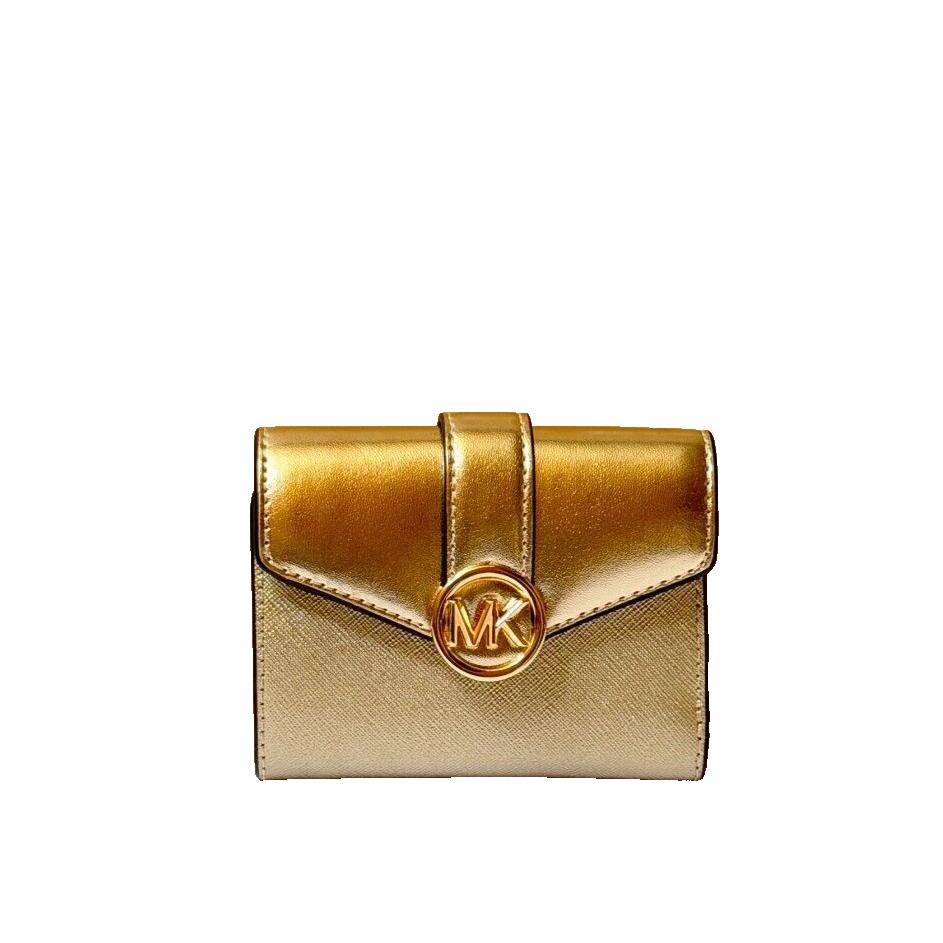 Michael Kors Carmen Medium Flap Bifold Wallet Pale Gold