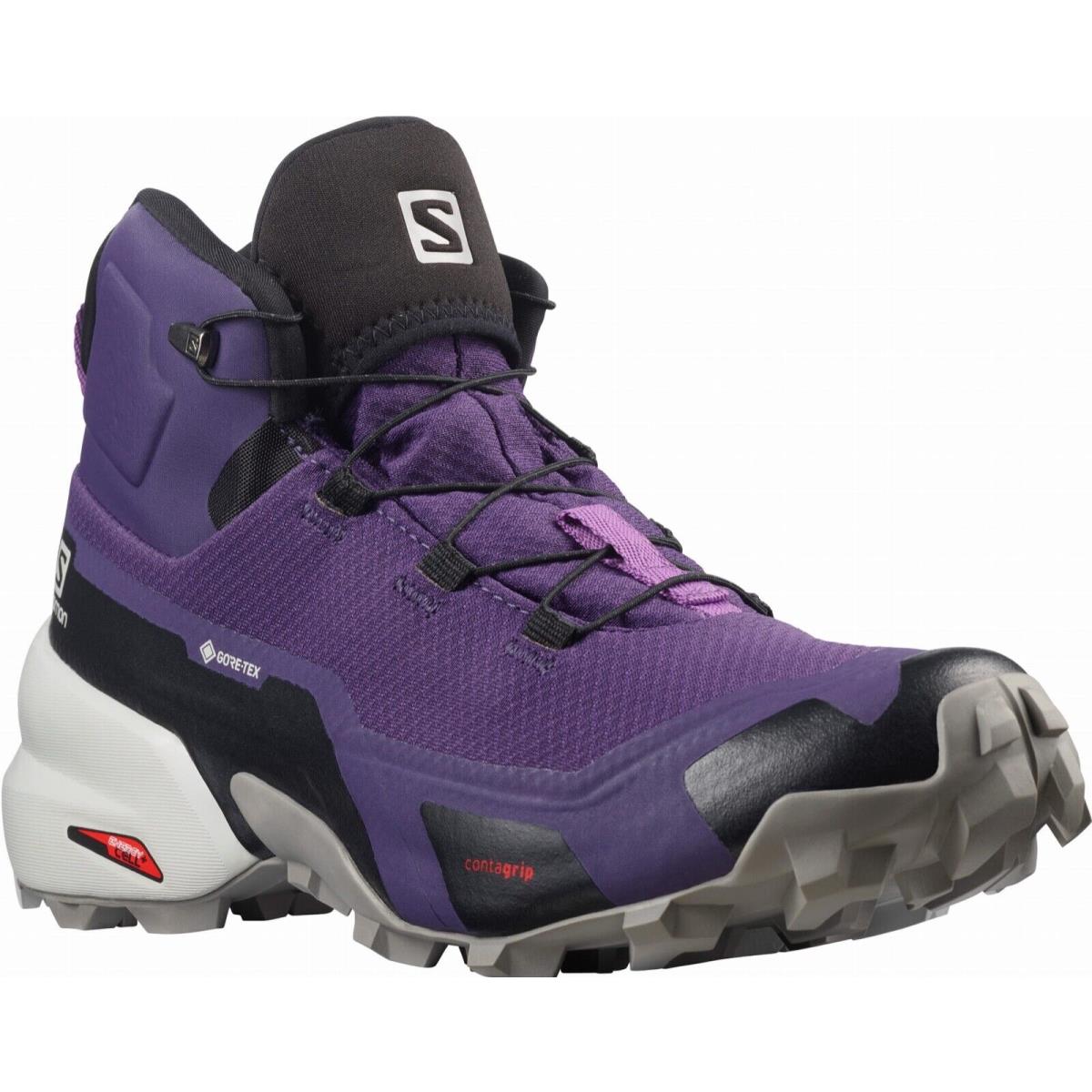Womens Salomon Cross Hike Mid Gtx Goretex Waterproof Grape Purple Gray 9.5 Boot
