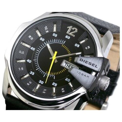 Diesel DZ1295 Men`s Master Chief Stainless Steel Case Black Leather Strap/no Box