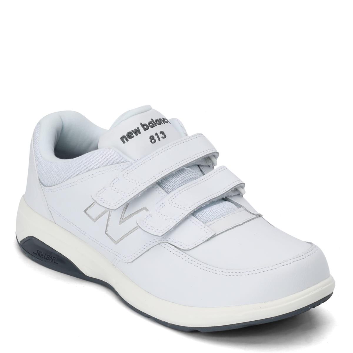 Men`s New Balance 813 Strap Walking Shoe MW813HWT White Leather Mesh EE