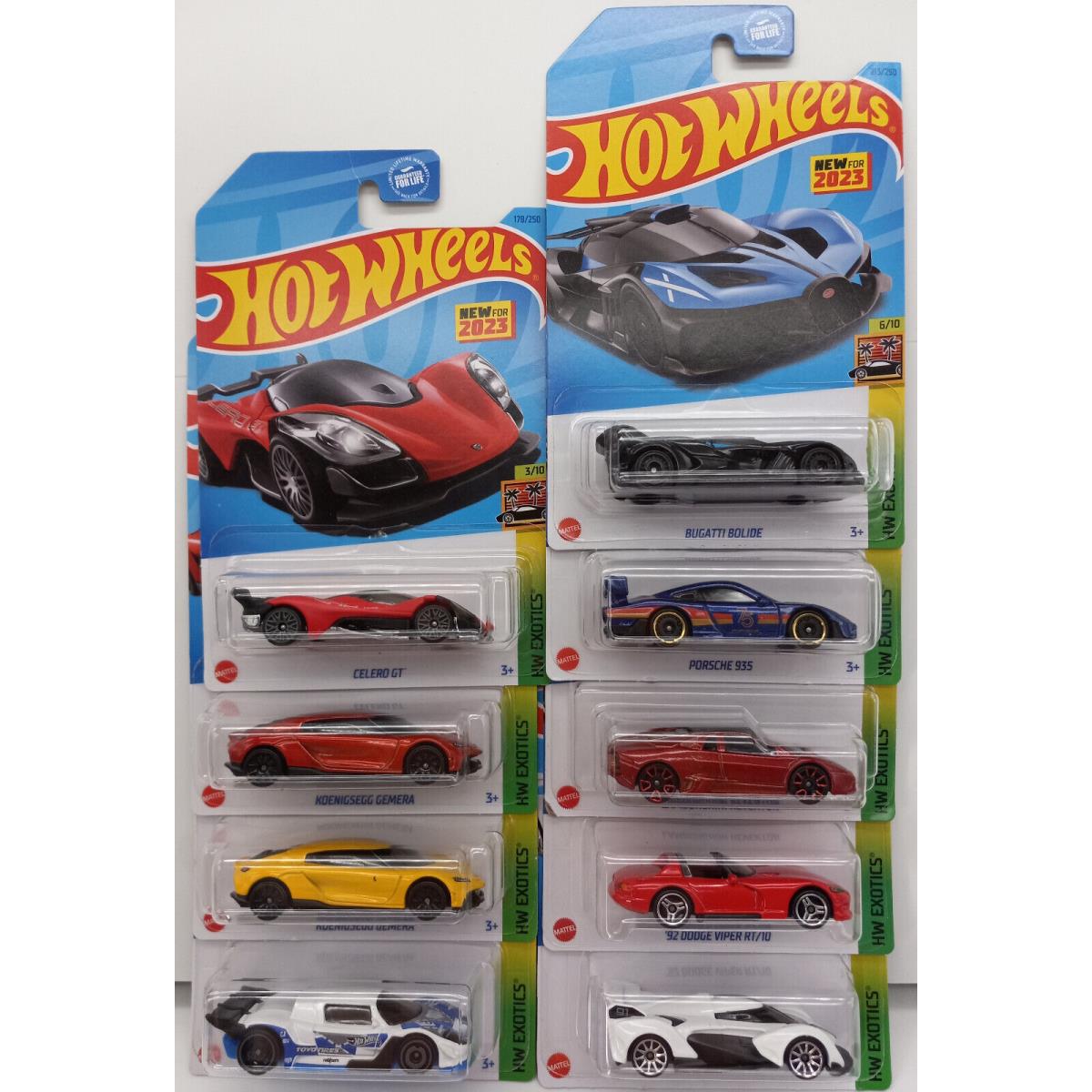 Hot Wheels 2023 Exotics 9 Cars 3-10 Koenigsegg Gemera Red Yellow Moc