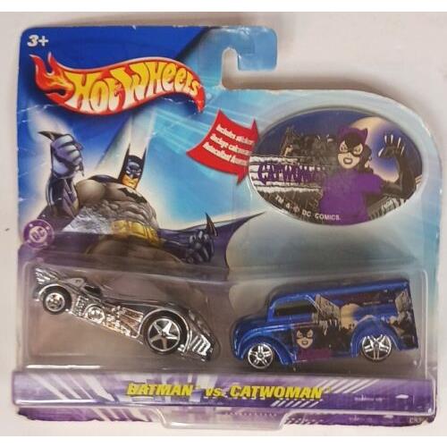 Hot Wheels Batman vs Catwoman Diecast Cars Includes Sticker