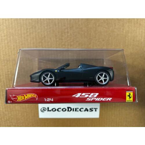 Hot Wheels Ferrari 458 Spider BLY65 Never Removed From Box 2014 Black 1:24