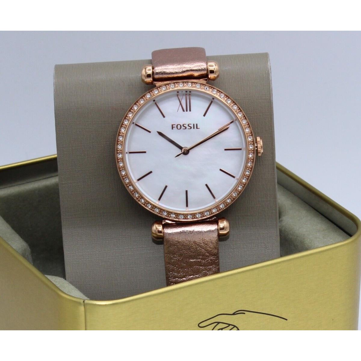 Fossil Tillie Crystals Rose Gold Mop Dial Women`s BQ3920 Watch