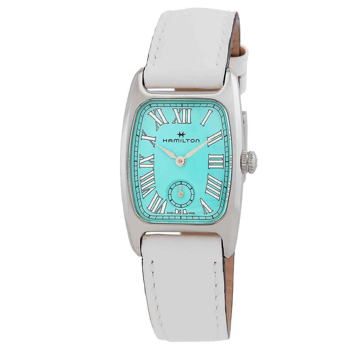 Hamilton American Classic Quartz Green Dial Ladies Watch H13321861 - Dial: Green, Band: White, Bezel: Silver