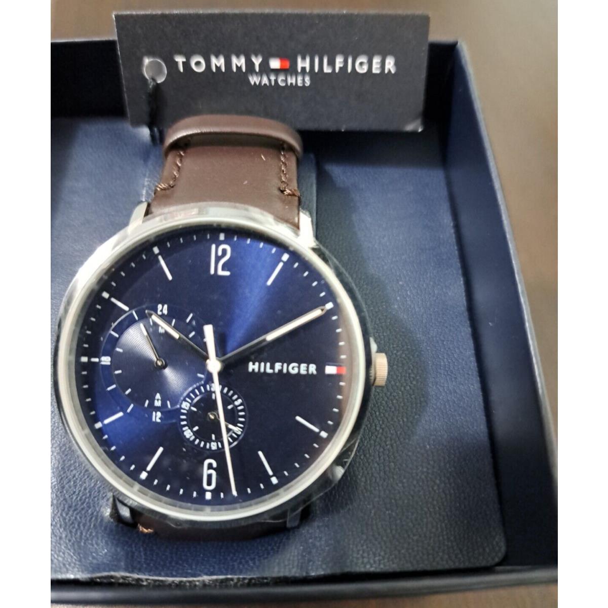 Tommy Hilfiger Mens Quartz Stainless Steel Leather Band Watch 1791508