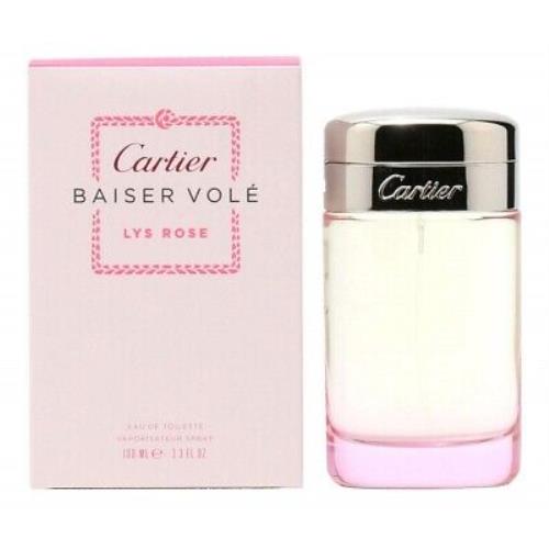 Cartier Baiser Vole Lys Rose For Women Perfume 3.3 oz 100 ml Edt Spray