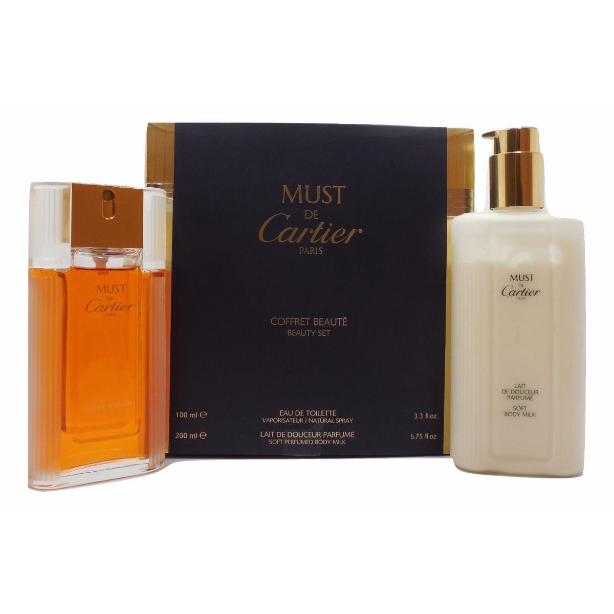 Must DE Cartier Gift Set with Edt Spray 100ML +soft Perfumed Body Milk 200ML D