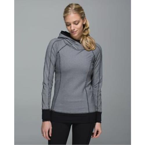 Lululemon Think Fast Hoodie Heathered Herringbone Black - Size 6