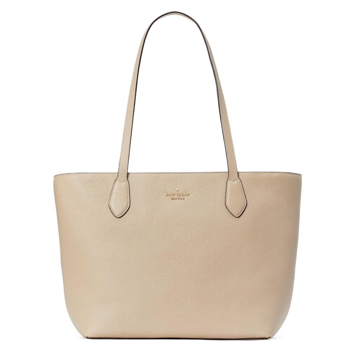 New Kate Spade Leila Tote Pebble Leather Light Sand