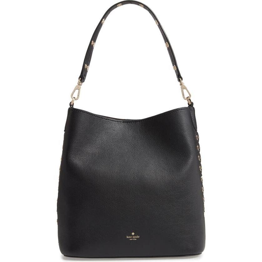 Kate Spade Atlantic Avenue Black Libby Grommet Leather Shoulder Bag