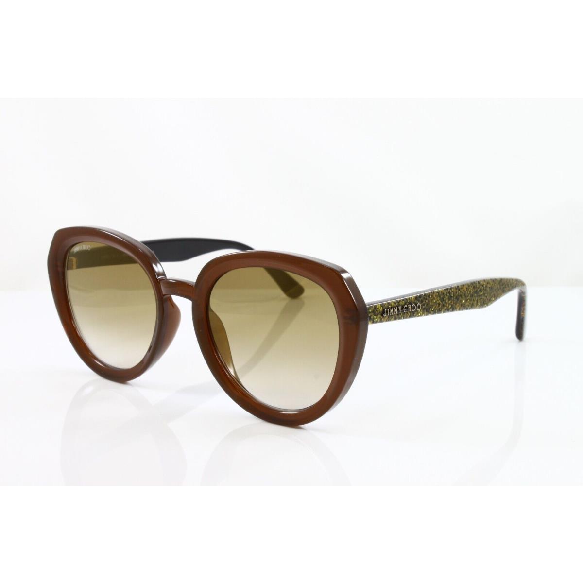 Jimmy Choo Sunglasses Women`s Round Mace/s Dxj Brown Glitter Gold 53mm