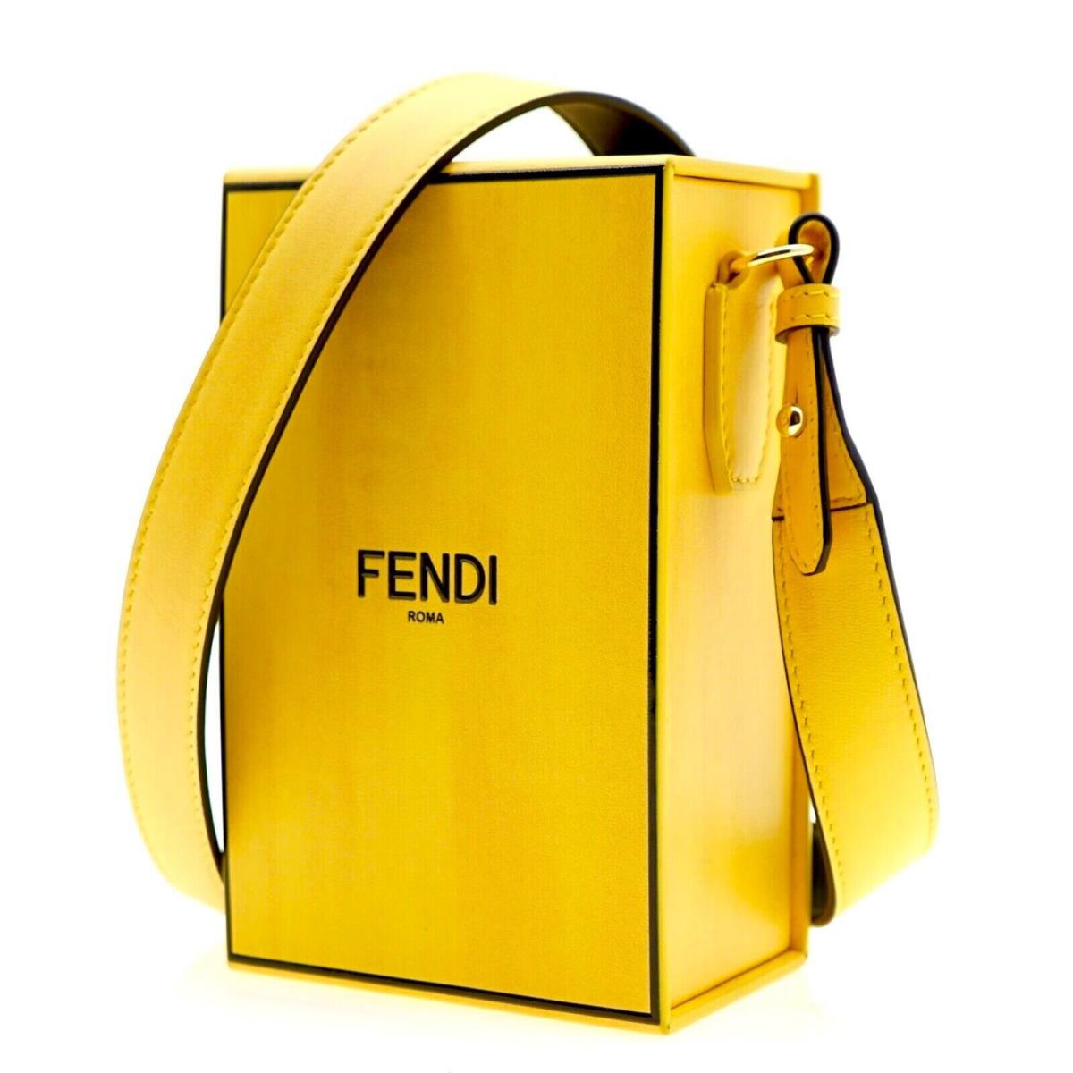 Fendi Vertical Box Shoulder Bag Crossbody Yellow Leather
