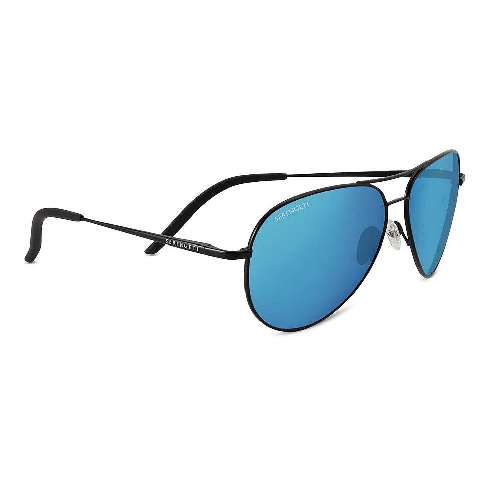 Serengeti Carrara Pilot Sunglasses - Photochromic Glass Lenses 8295/ShinyBlack/555nmBluePol