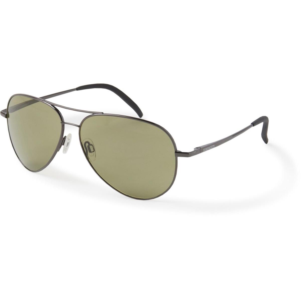 Serengeti Carrara Pilot Sunglasses - Photochromic Glass Lenses SS014002/ShinyDarkGunmetal/555nm