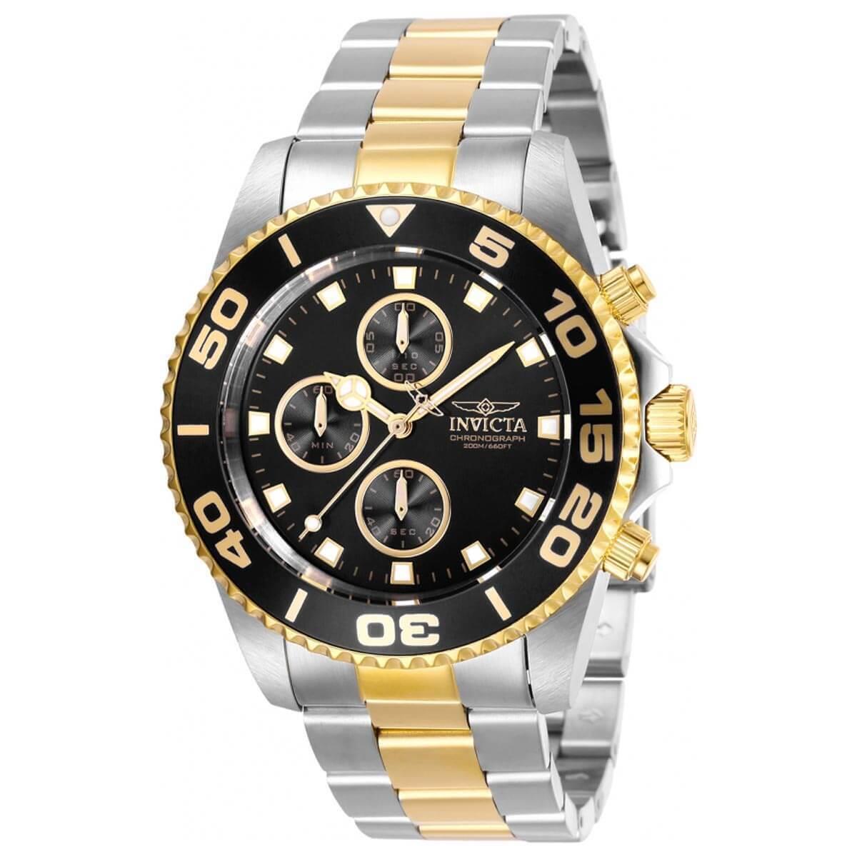 Invicta Men`s Watch Invicta Connection Chrono Black Dial Two Tone Bracelet 28691