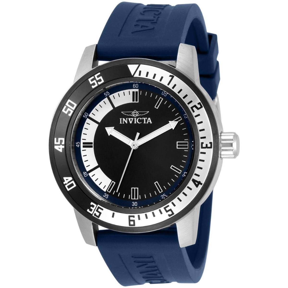 Invicta Men`s Watch Specialty White Blue and Black Dial Silicone Strap 34013 - Dial: White, Blue, Black, Band: Blue