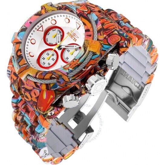 Invicta 32416 Men`s 52mm Bolt Zeus Chronograph Red Hydroplated Graffiti Watch - Dial: Silver, Band: Multicolor, Graffiti plated, Bezel: Multicolor, Graffiti-Plated