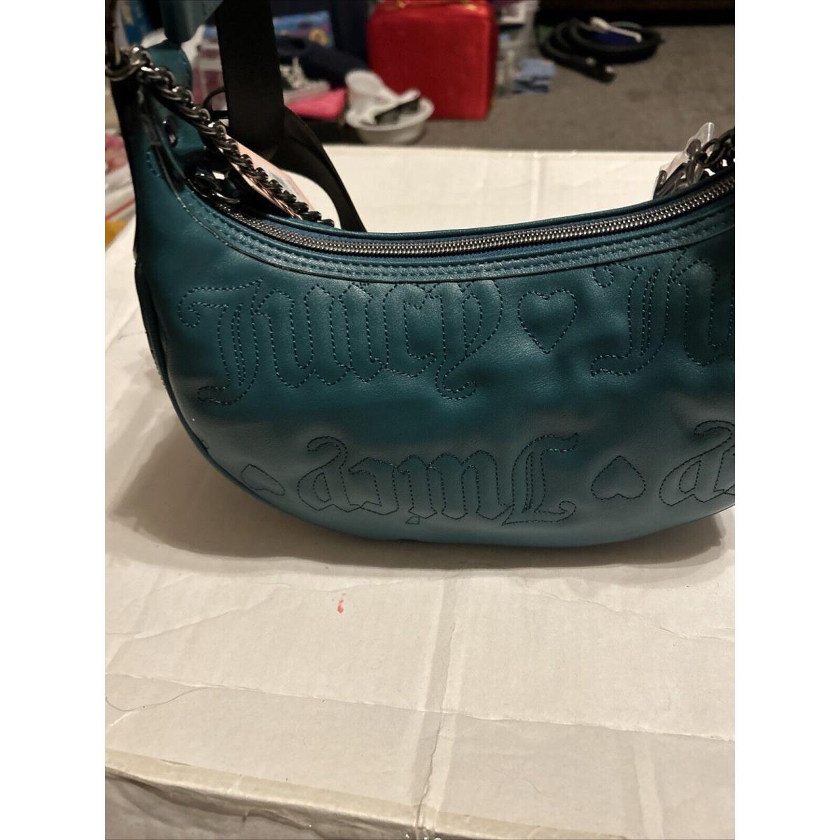 Juicy Couture Teal Emerald Quilted Puff Half Moon Xbody Bag Pouch W/ Coin Purse