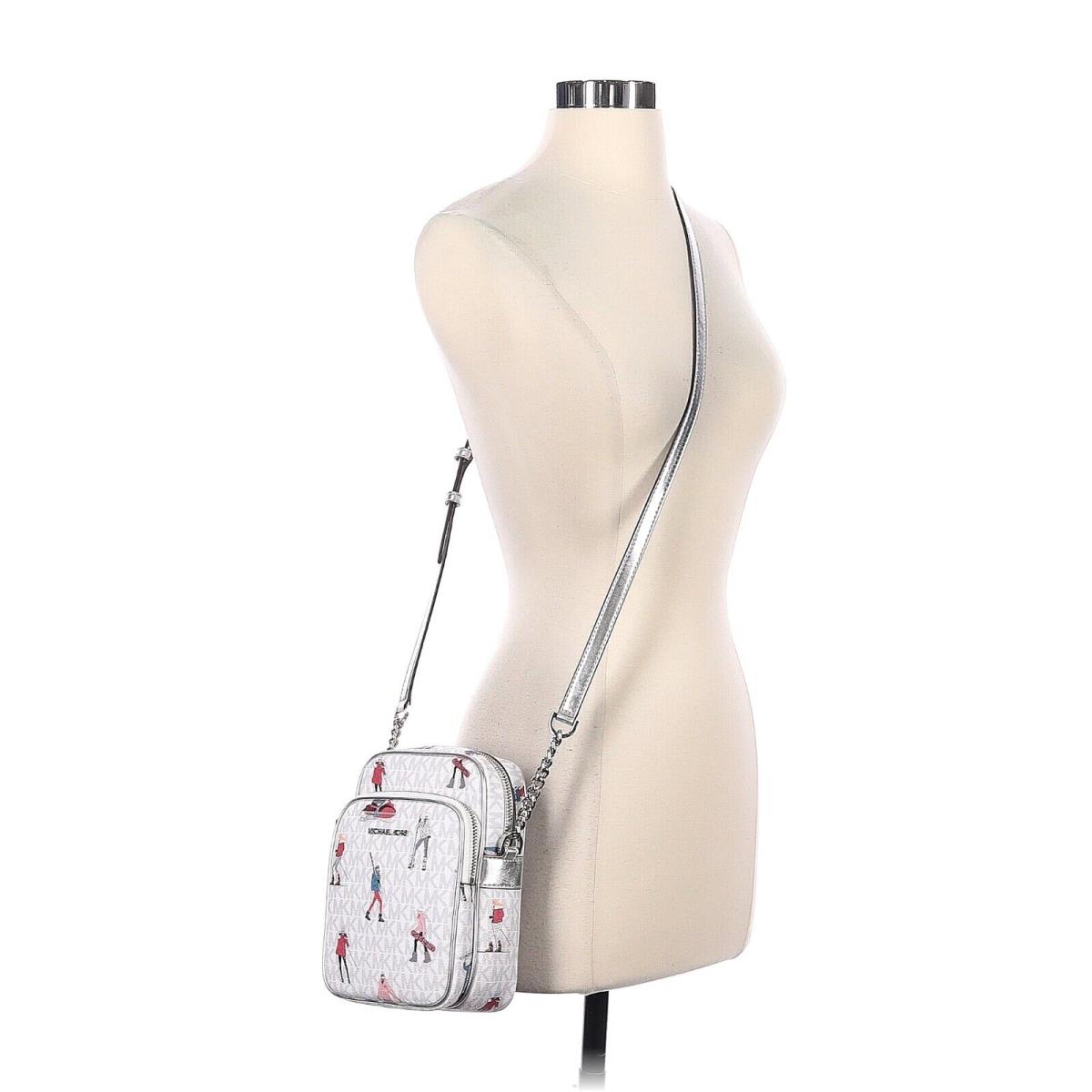 Michael Kors Jet Set Girl Bright White Multi Leather Chain Crossbody Camera Bag