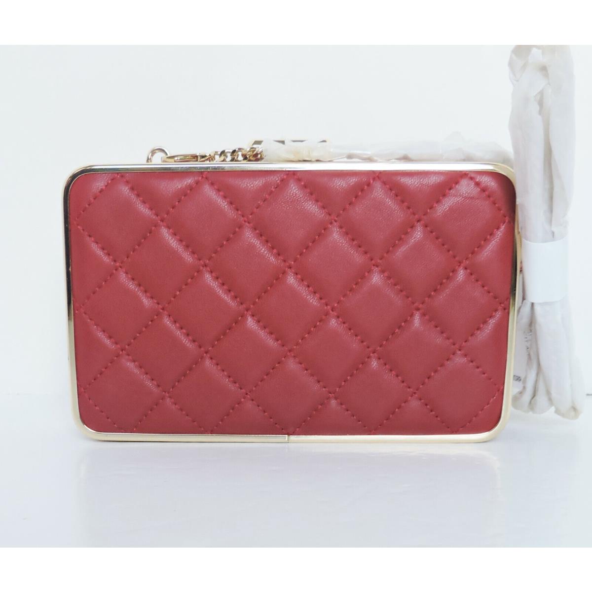 Michael Kors Elsie Red Quilted Glove Soft Leather Eveningshoulder Bag Clutch