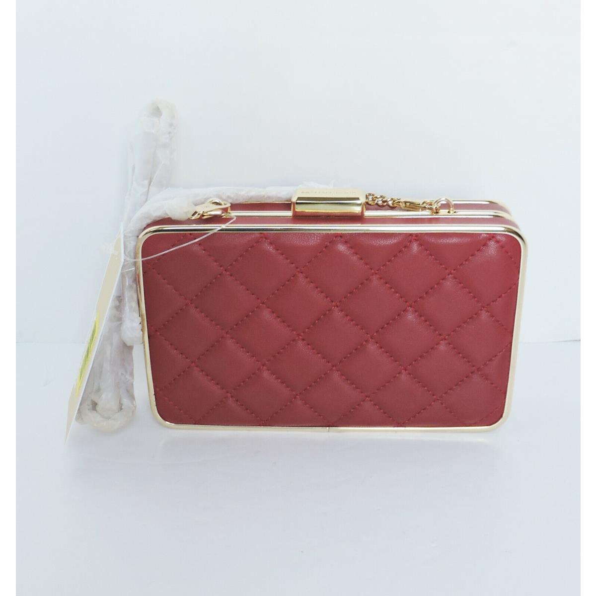 Michael Kors Elsie Red Quilted Glove Soft Leather Eveningshoulder Bag Clutch