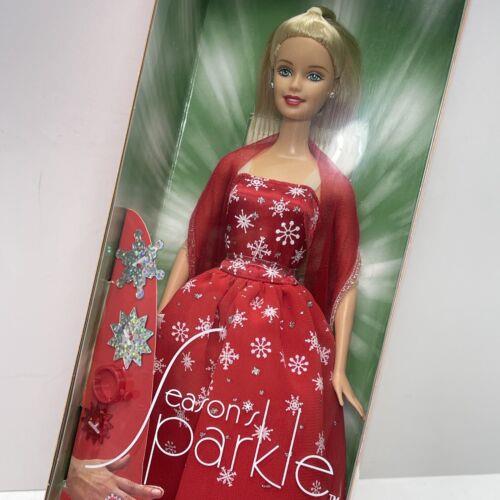 2001 Seasons Sparkle Barbie Christmas Holiday Doll w/ Ring 55198 Mattel Vtg