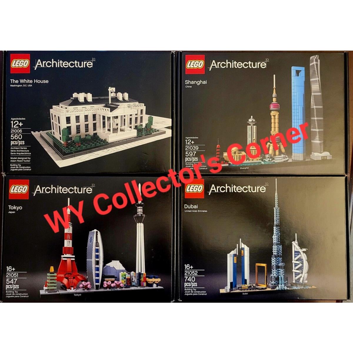 4 Retired Lego Architecture 21052 Dubai 21039 Shanghai 21051 21006 White House