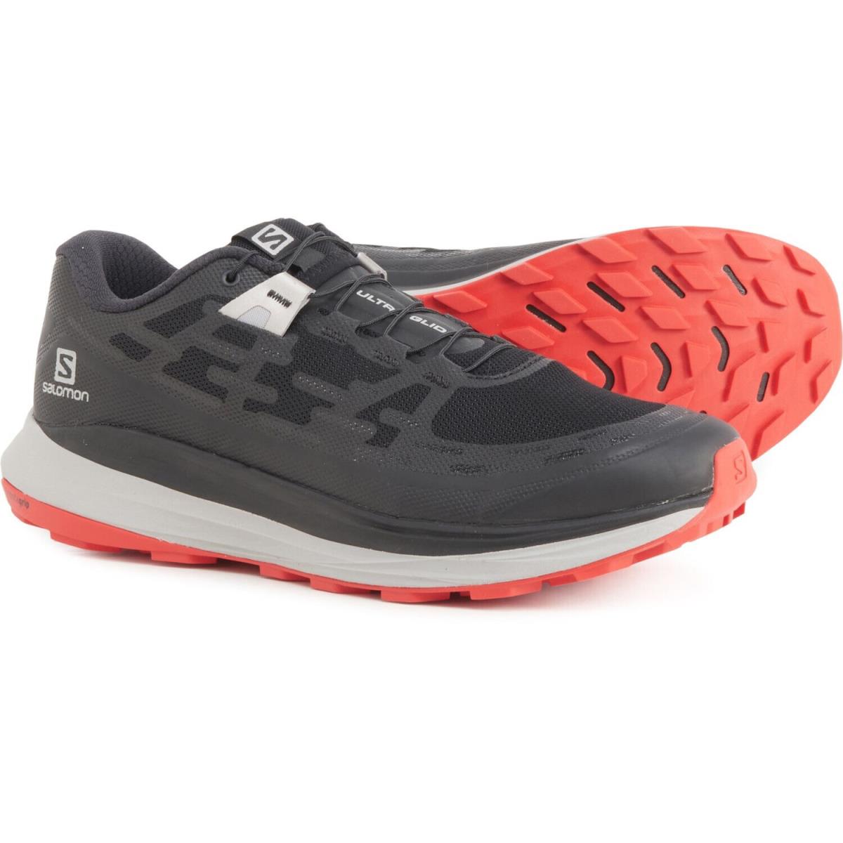 Salomon Men`s Ultra Glide US 12 M Black Synthetic Trail Running Shoes - Black
