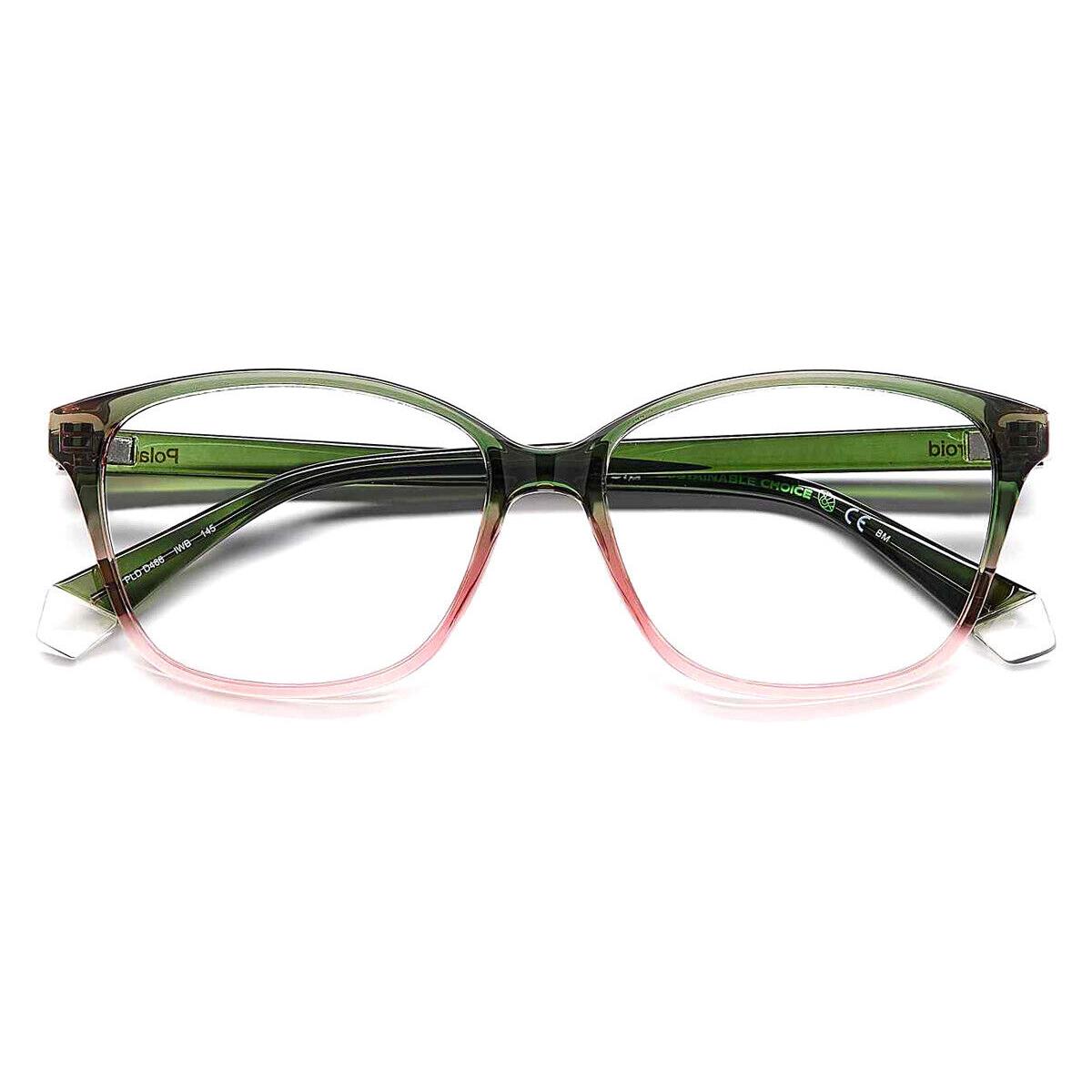 Polaroid Pld D466 Eyeglasses Women Green Pink Rectangle 55mm - Frame: Green Pink, Lens: Demo