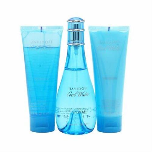 Cool Water Perfume For Women 3 Pc Gift Set by Davidoff -spray Gel Lotion