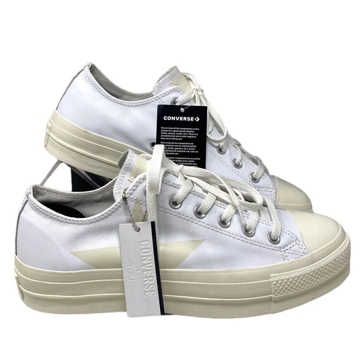 Converse Ctas Lift Platform Low Shoes Leather Men Size White Custom 568162C-WWW