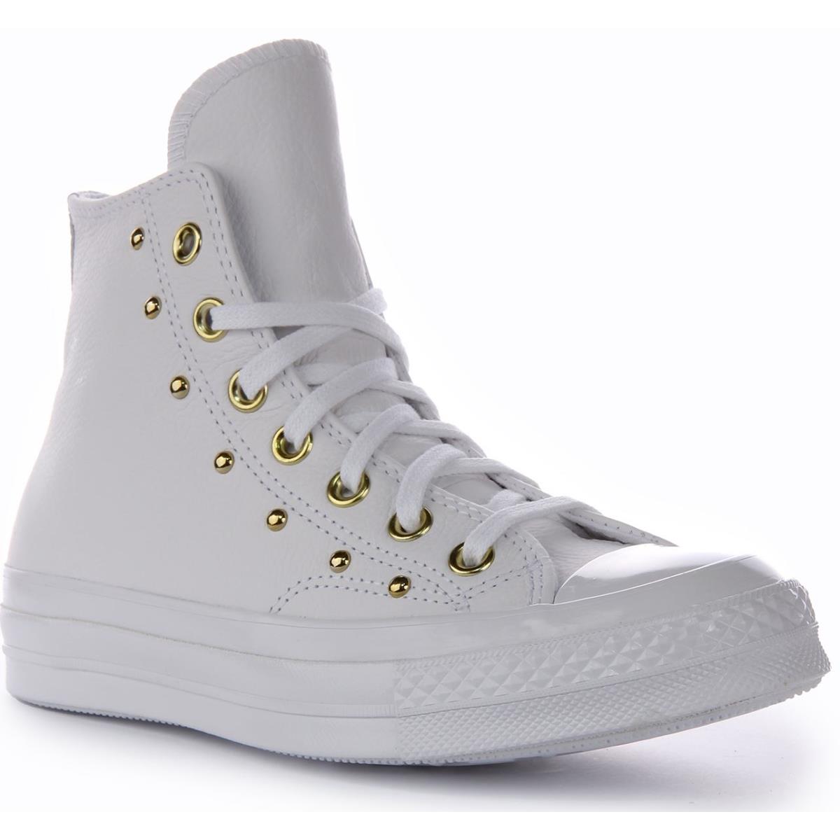 Converse A06808C Chuck 70 Hi Top Studded Leather Shoe White Gold Womens US 4 - 9 WHITE GOLD